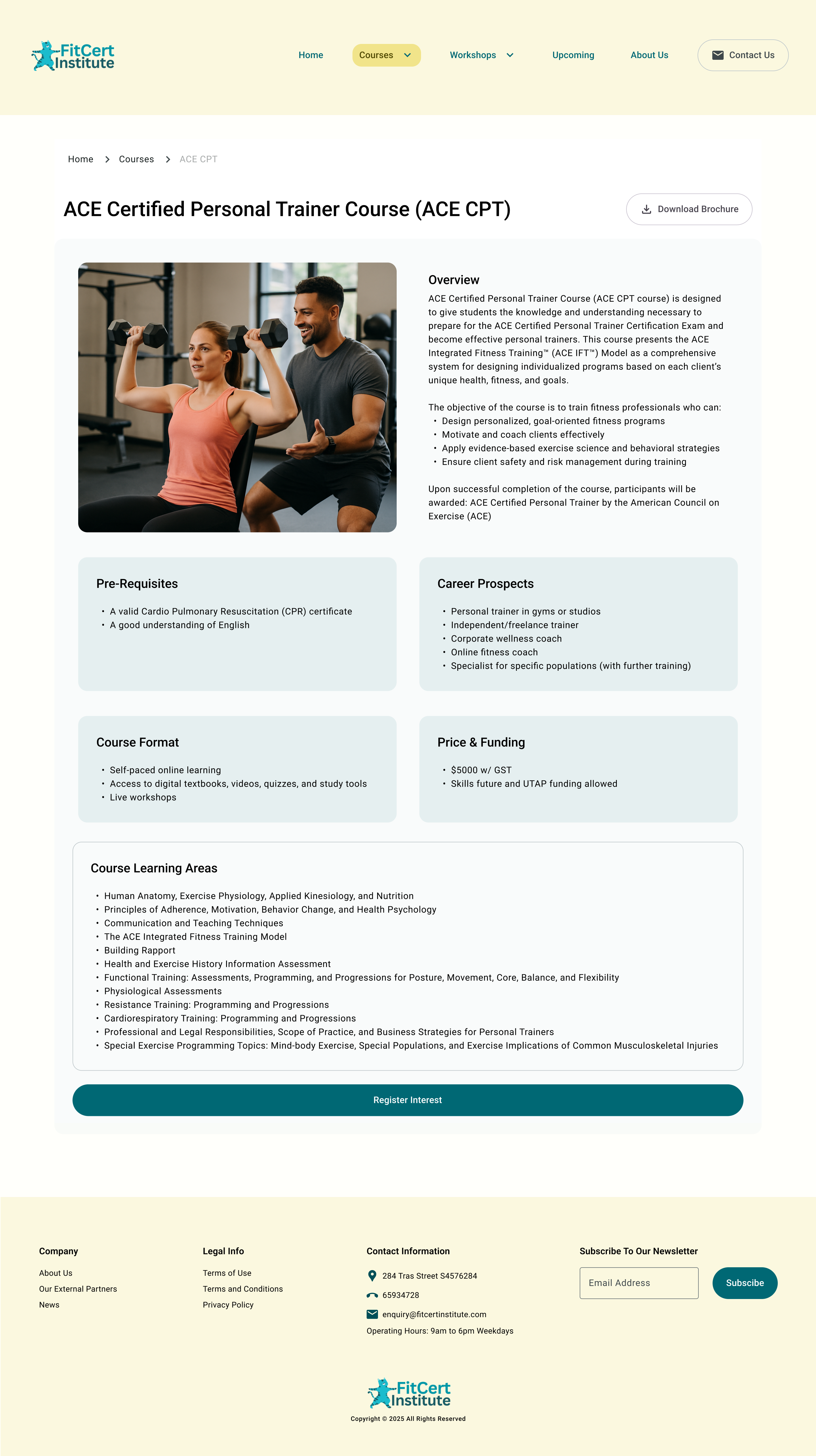 High-resolution ACE CPT course page with decision-making information and a Register Interest action