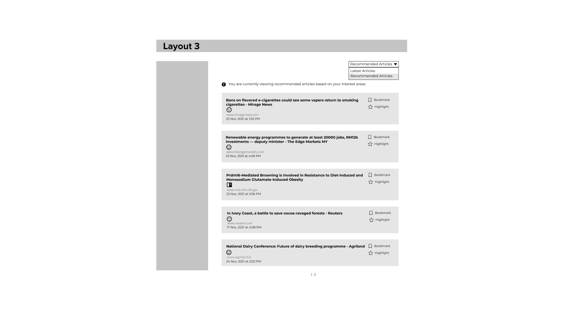 Media feed prototype Layout 3